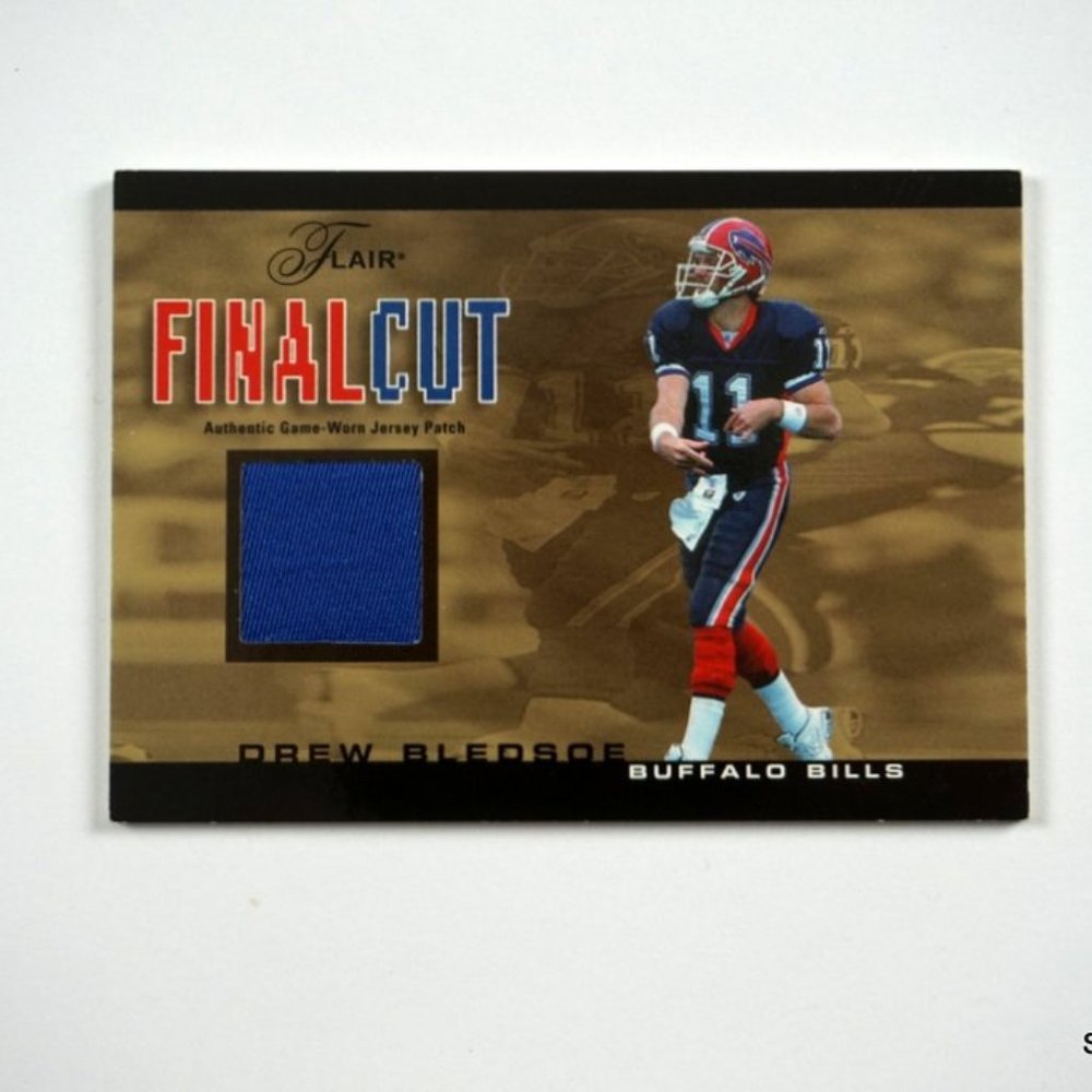 2003 Fleer Flair Drew Bledsoe Final Cut Game Used Relic Patch Gold #'d /50
